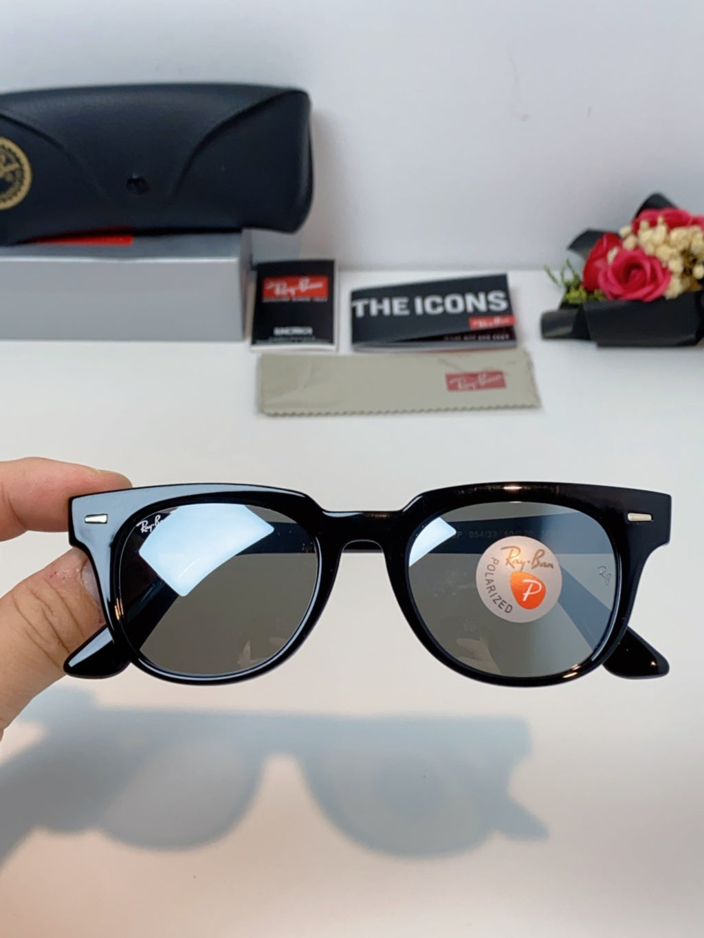 Ray-Ban RB2168P Polarized Square Gray Lens Sunglasses for Men & Women - detail image 4