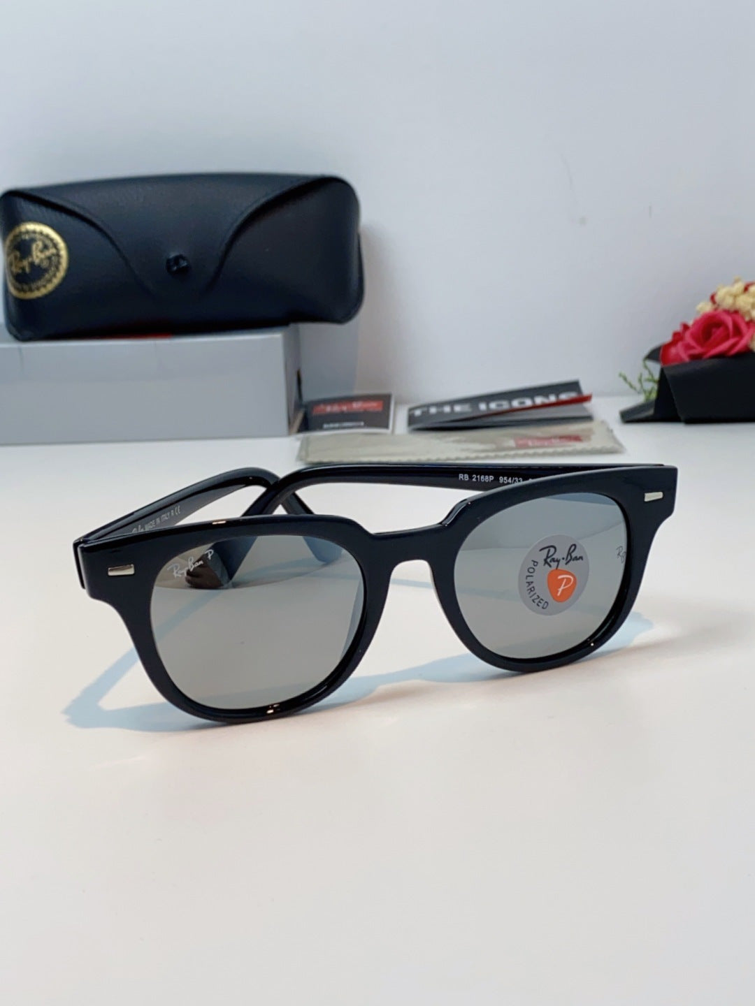 Ray-Ban RB2168P Polarized Square Gray Lens Sunglasses for Men & Women - detail image 2