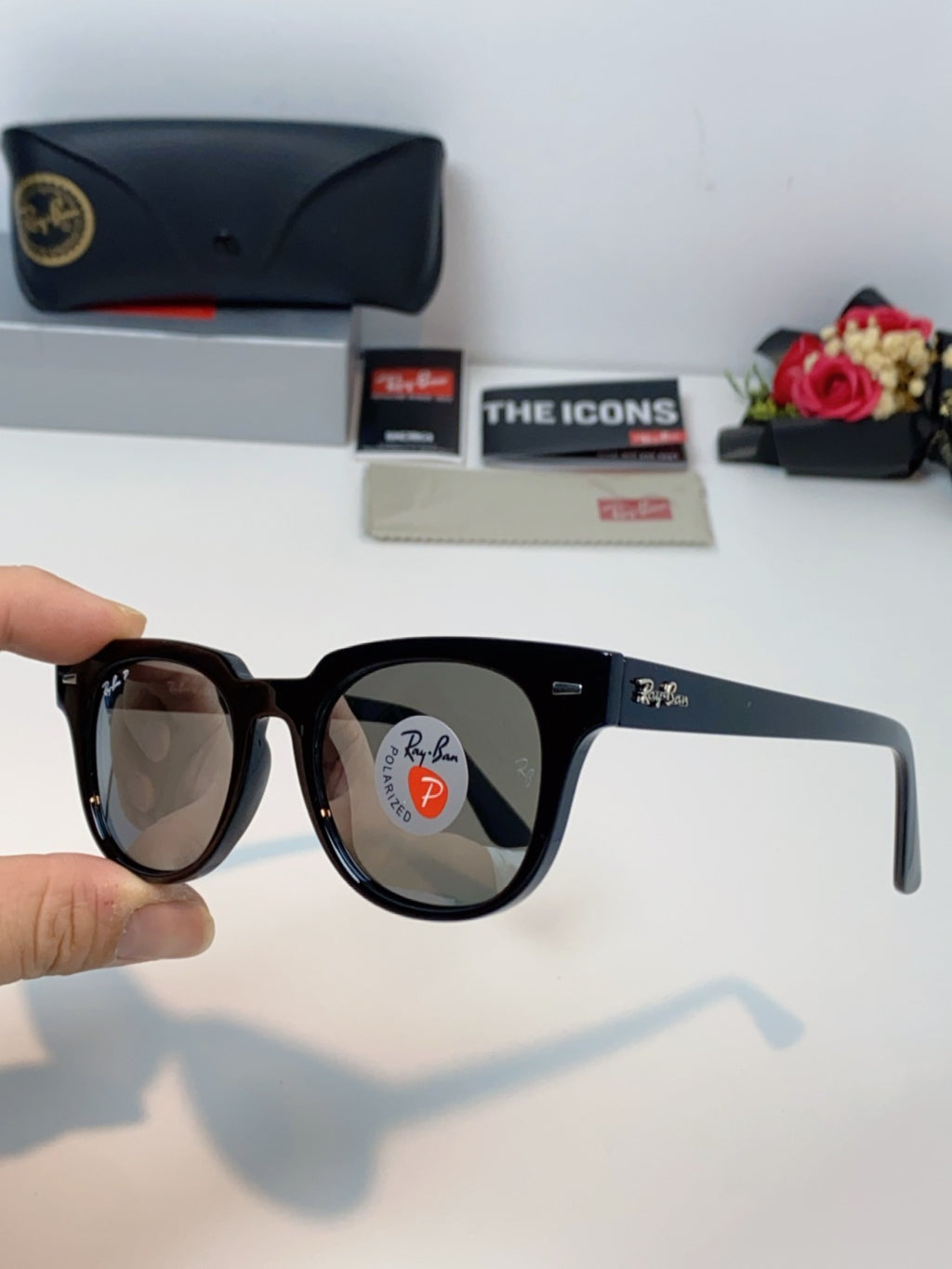 Ray-Ban RB2168P Polarized Square Gray Lens Sunglasses for Men & Women - detail image 6