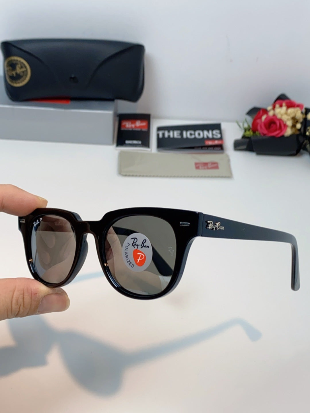 Ray-Ban RB2168P Polarized Square Gray Lens Sunglasses for Men & Women - detail image 6