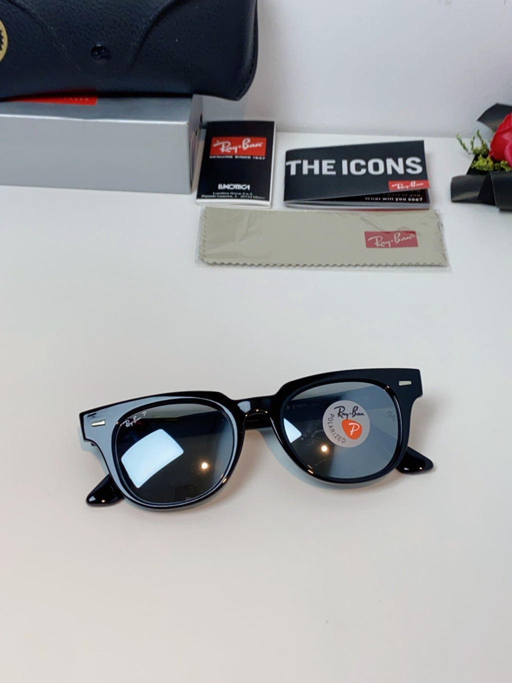 Ray-Ban RB2168P Polarized Square Gray Lens Sunglasses for Men & Women - detail image 9