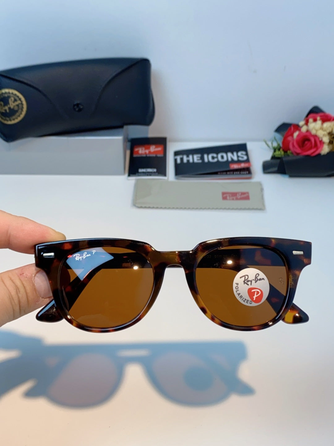 Ray-Ban RB2168P Polarized Square Brown Lens Sunglasses for Men & Women - detail image 4