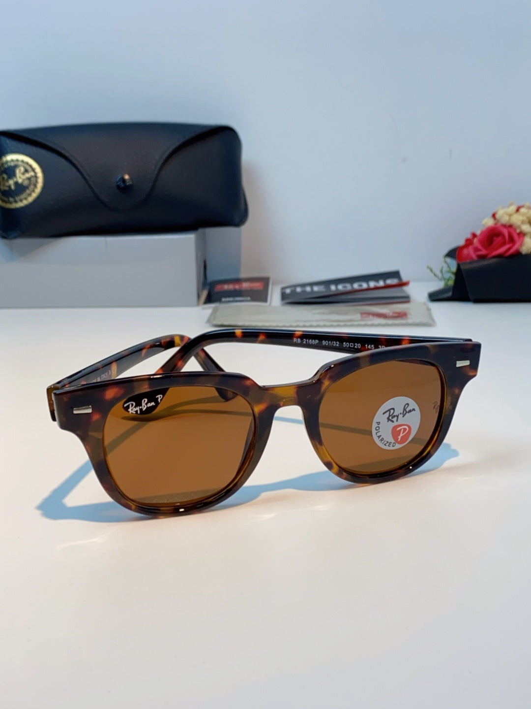 Ray-Ban RB2168P Polarized Square Brown Lens Sunglasses for Men & Women - detail image 2