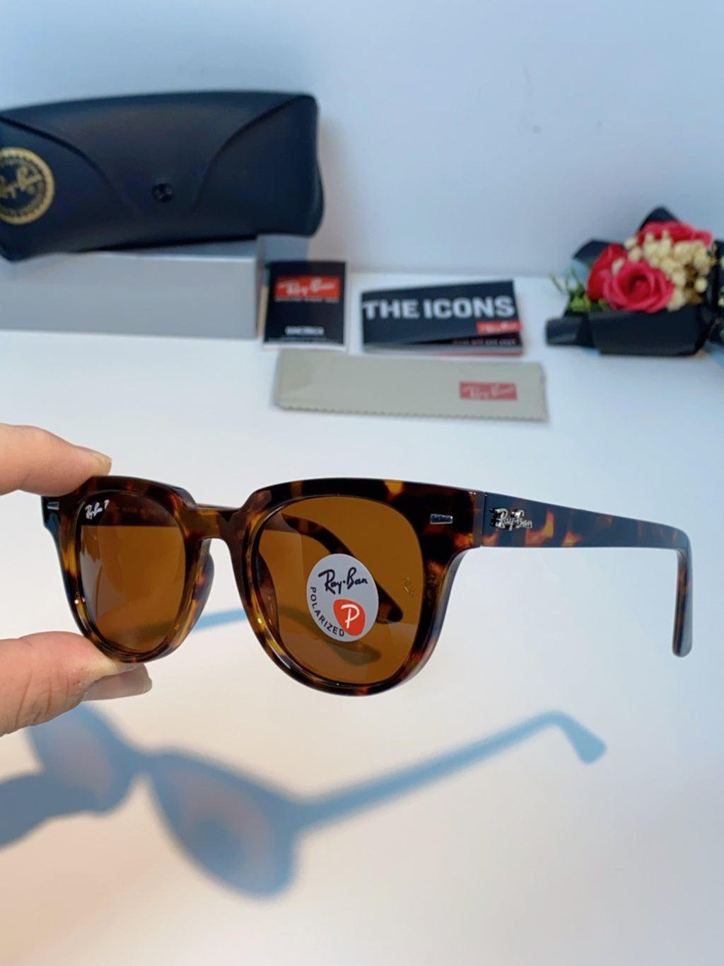Ray-Ban RB2168P Polarized Square Brown Lens Sunglasses for Men & Women - detail image 6