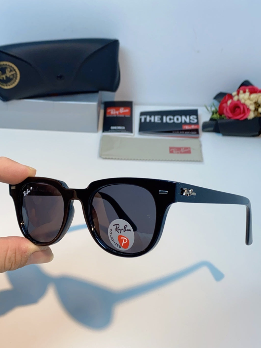 Ray-Ban RB2168P Polarized Square Black Lens Sunglasses for Men & Women - detail image 6