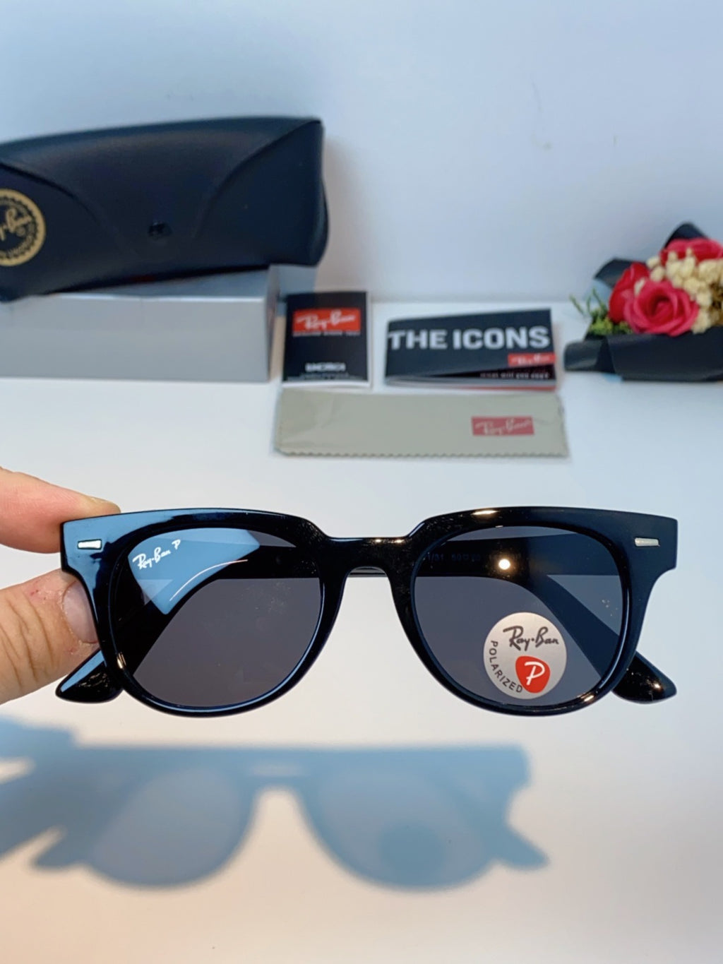 Ray-Ban RB2168P Polarized Square Black Lens Sunglasses for Men & Women - detail image 4