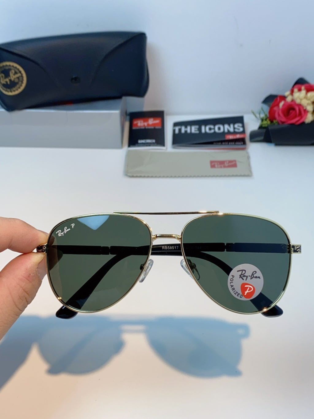 Ray-Ban RB58517 Polarized Aviator Black Lens Sunglasses for Men & Wom - 450049 - detail image 4