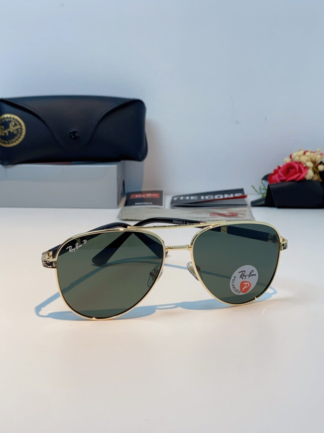Ray-Ban RB58517 Polarized Aviator Black Lens Sunglasses for Men & Wom - 450049 - detail image 2