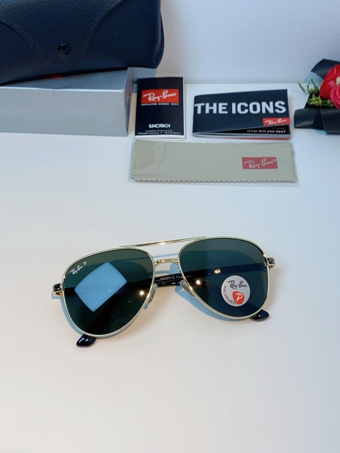 Ray-Ban RB58517 Polarized Aviator Black Lens Sunglasses for Men & Wom - 450049 - detail image 9