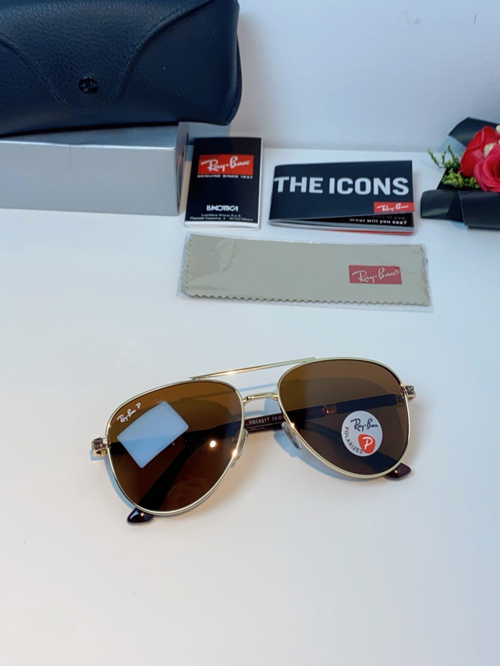 Ray-Ban RB58517 Polarized Aviator Brown Lens Sunglasses for Men & Wom - 358980 - detail image 9
