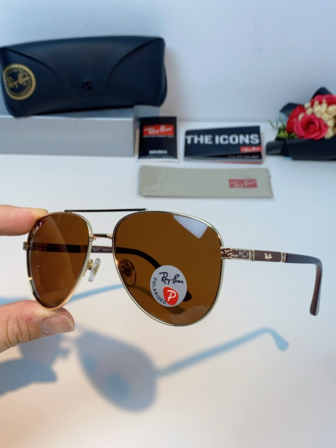 Ray-Ban RB58517 Polarized Aviator Brown Lens Sunglasses for Men & Wom - 358980 - detail image 6