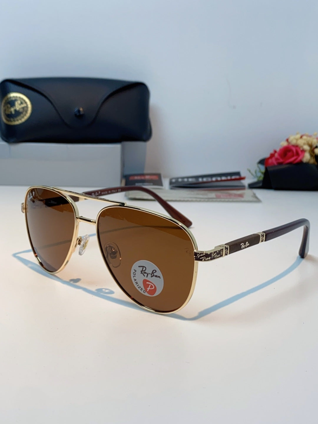 Ray-Ban RB58517 Polarized Aviator Brown Lens Sunglasses for Men & Wom - 358980