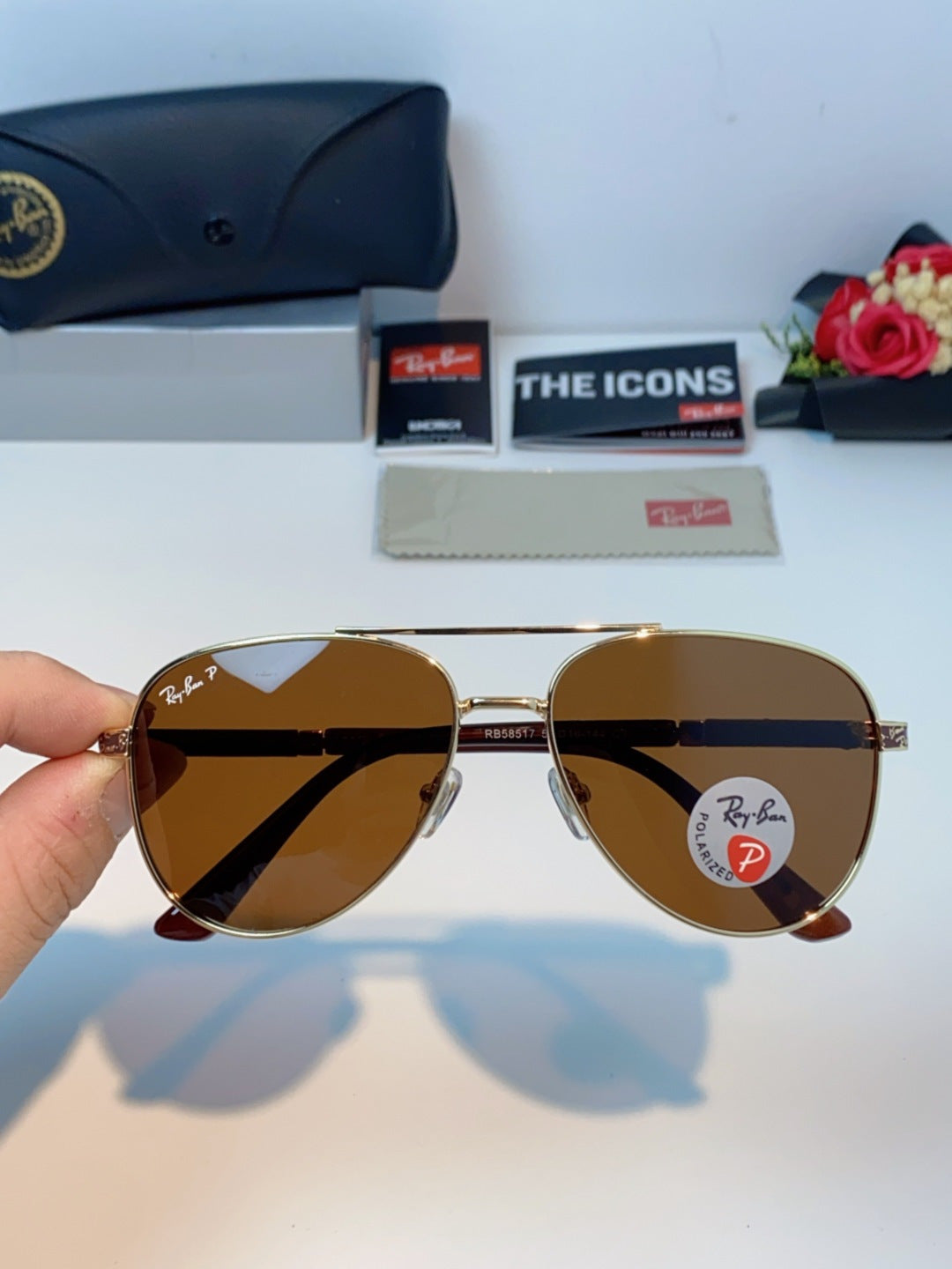 Ray-Ban RB58517 Polarized Aviator Brown Lens Sunglasses for Men & Wom - 358980 - detail image 4