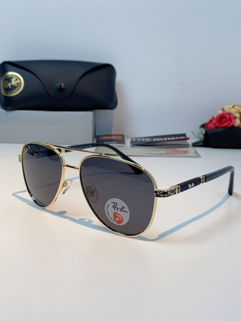 Ray-Ban RB58517 Polarized Aviator Black Lens Sunglasses for Men & Wom - 358981