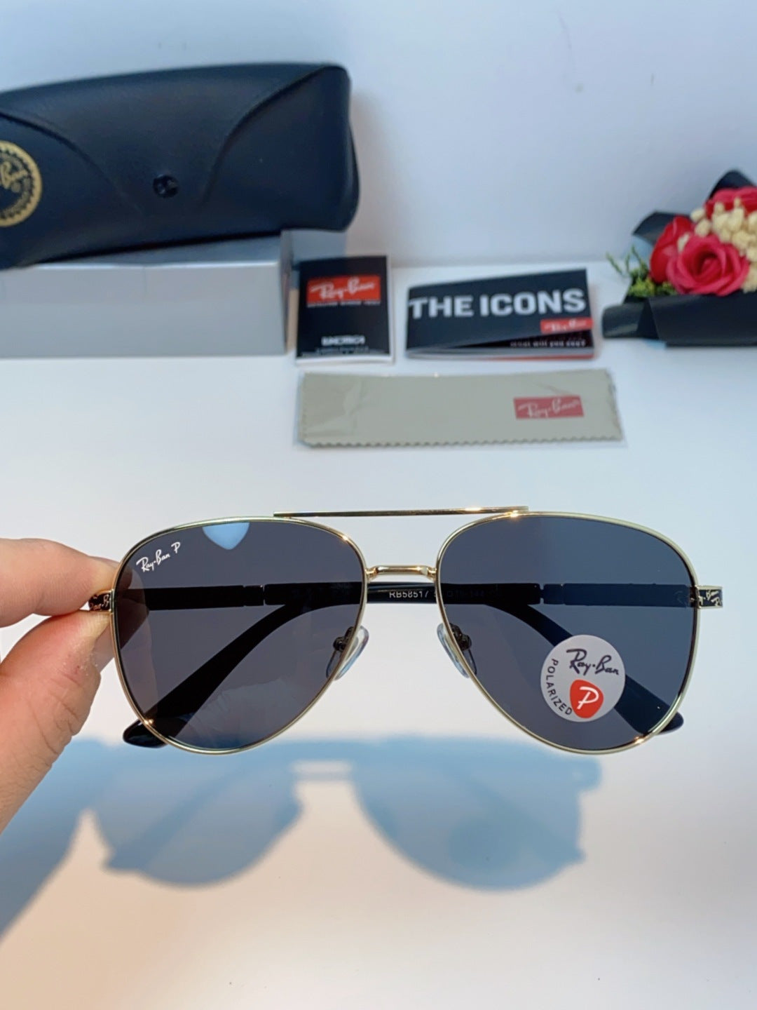 Ray-Ban RB58517 Polarized Aviator Black Lens Sunglasses for Men & Wom - 358981 - detail image 4