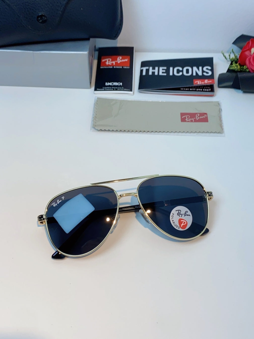 Ray-Ban RB58517 Polarized Aviator Black Lens Sunglasses for Men & Wom - 358981 - detail image 9