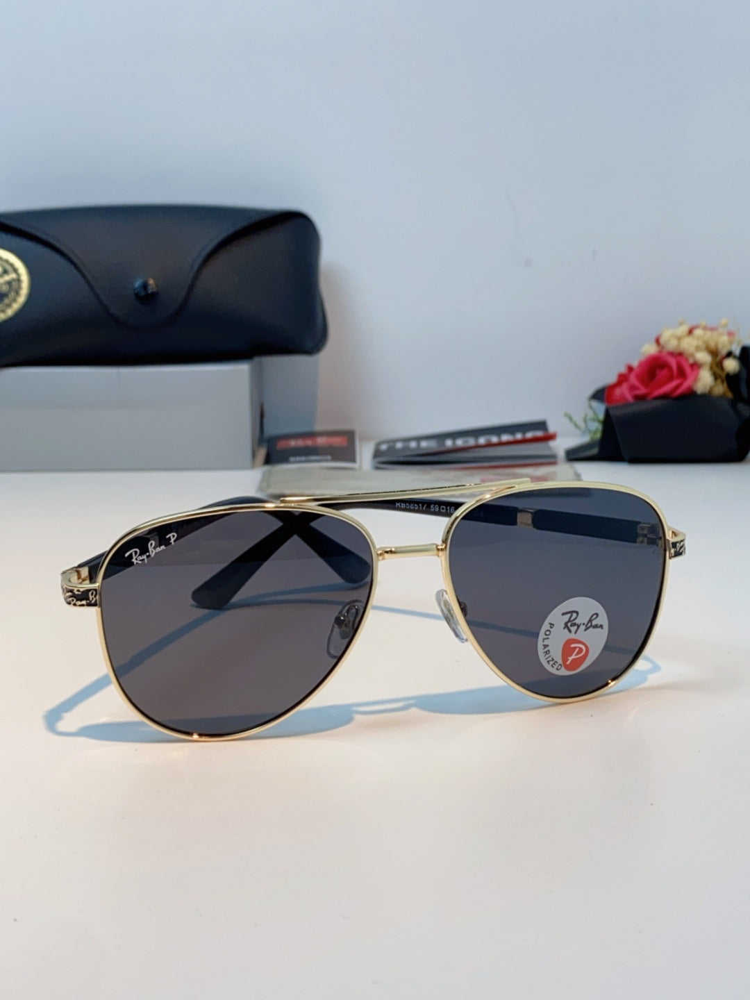 Ray-Ban RB58517 Polarized Aviator Black Lens Sunglasses for Men & Wom - 358981 - detail image 2