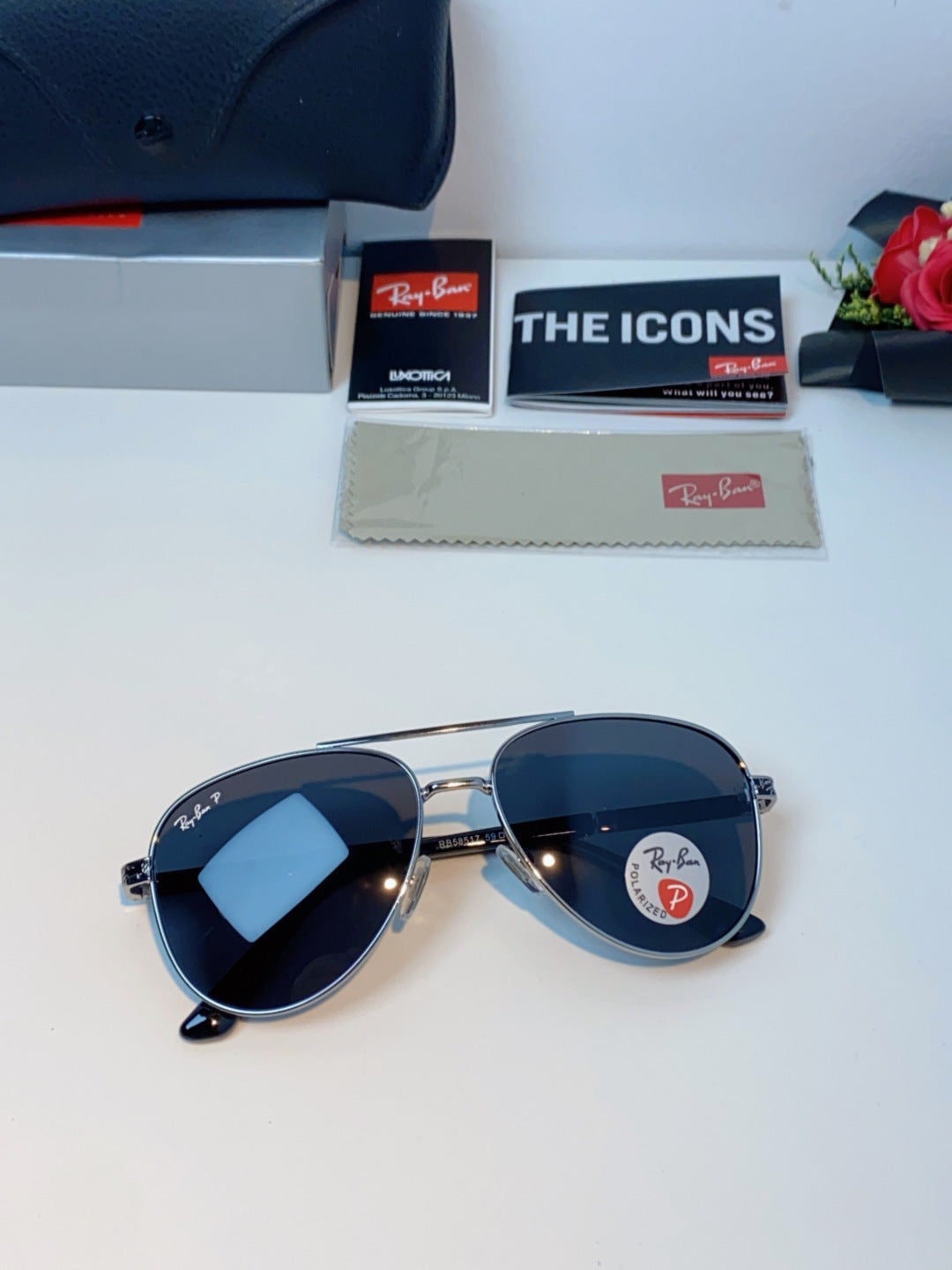 Ray-Ban RB58517 Polarized Aviator Black Lens Sunglasses for Men & Wom - 358982 - detail image 9