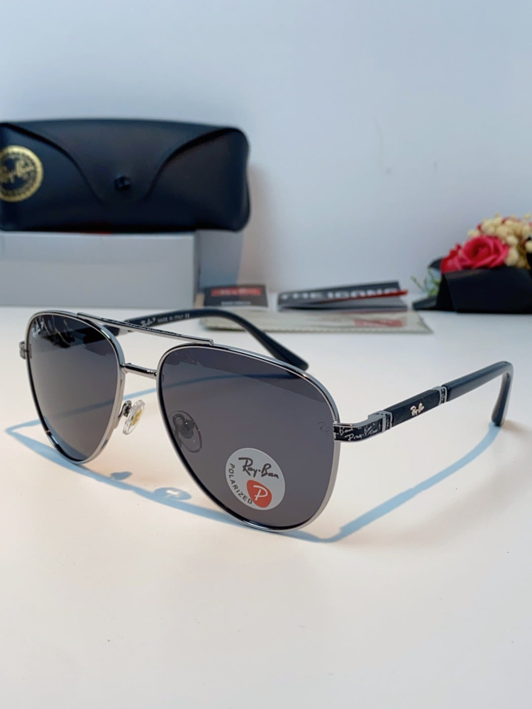 Ray-Ban RB58517 Polarized Aviator Black Lens Sunglasses for Men & Wom - 358982