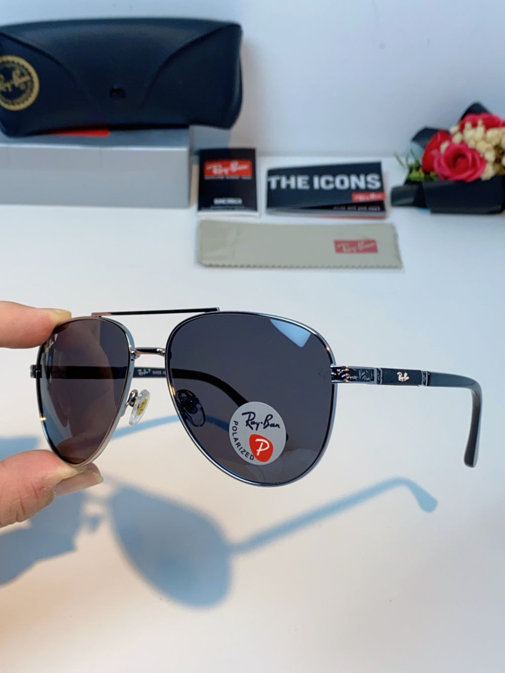 Ray-Ban RB58517 Polarized Aviator Black Lens Sunglasses for Men & Wom - 358982 - detail image 6