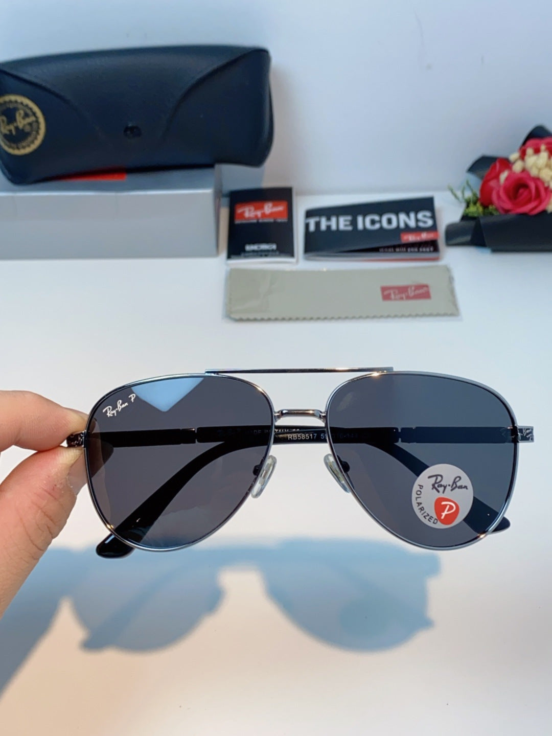 Ray-Ban RB58517 Polarized Aviator Black Lens Sunglasses for Men & Wom - 358982 - detail image 4