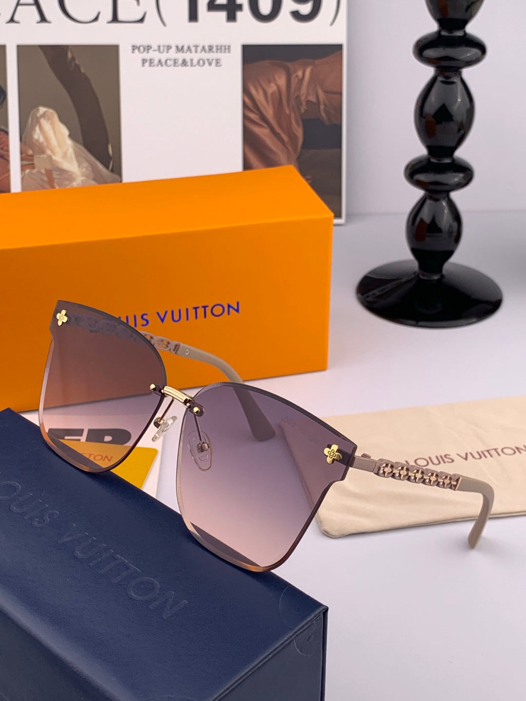 Louis Vuitton L7101 Square Gray Lens Sunglasses for Men & Women - detail image 3