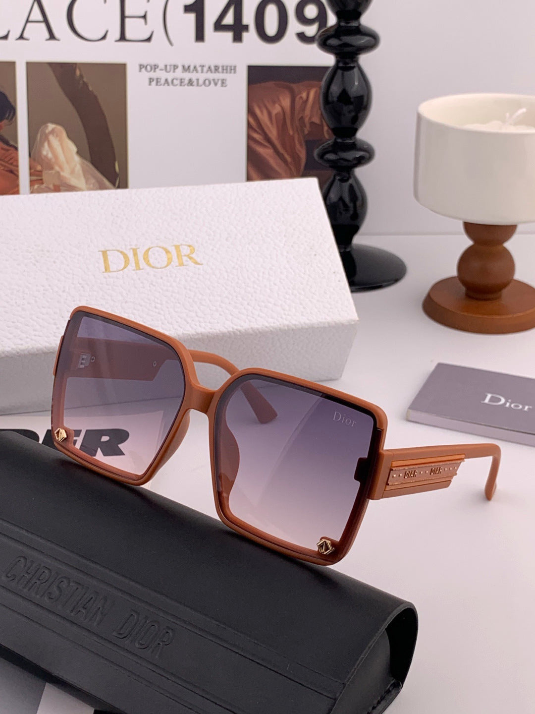 Dior CD1277 Polarized Square Red Lens Sunglasses for Women - 934548 - detail image 2