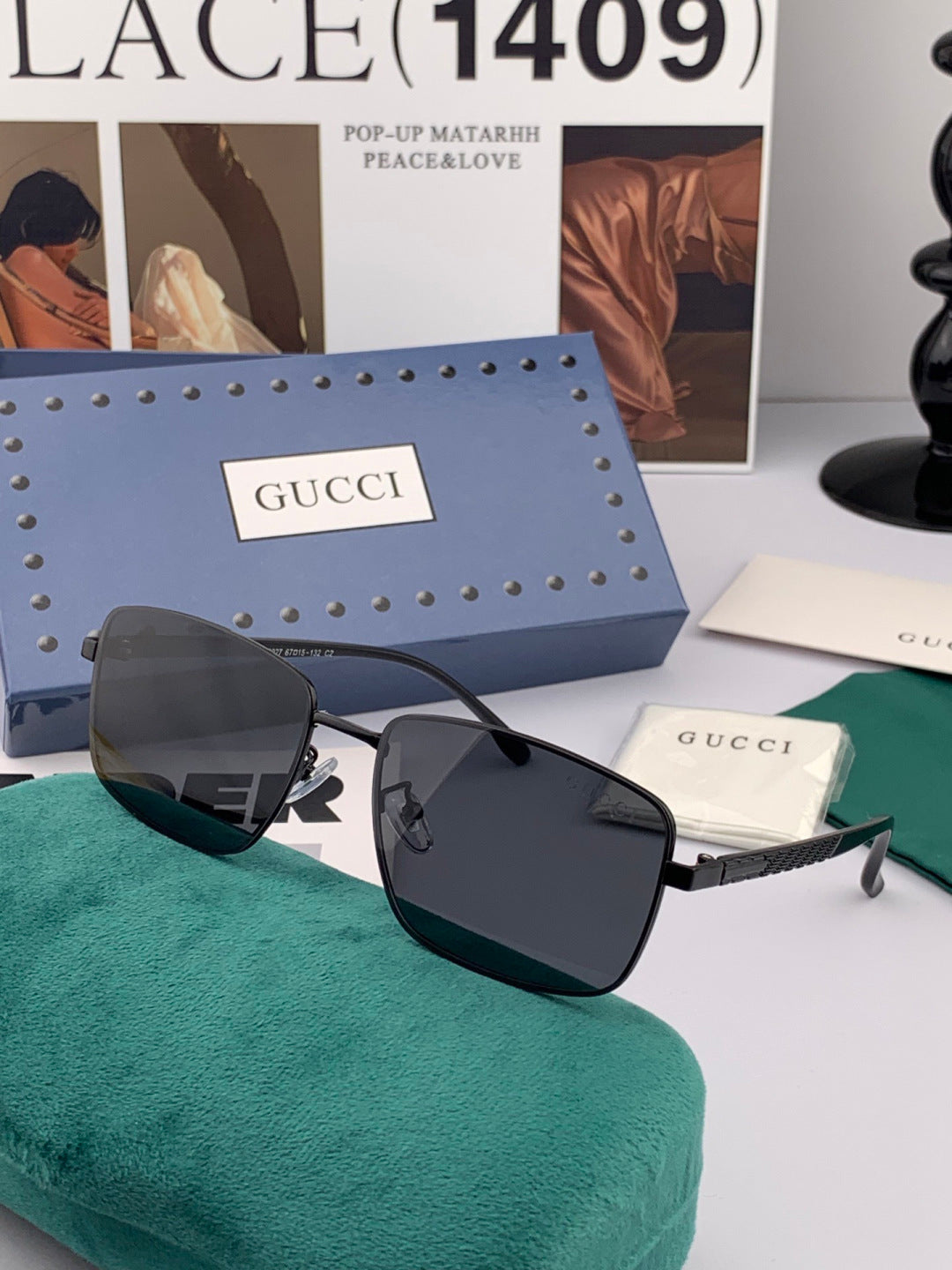 Gucci G78902 Polarized Aviator Red Lens Sunglasses for Men - detail image 6
