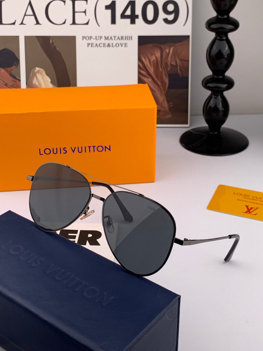 Louis Vuitton L58901 Polarized Aviator Black Lens Sunglasses for Men - detail image 2