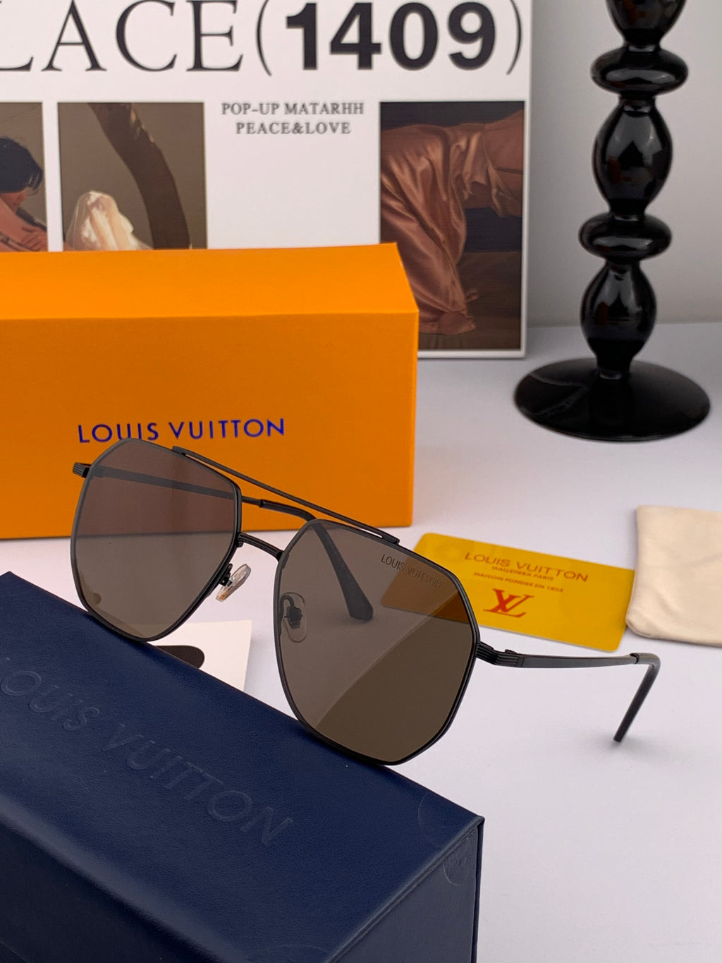 Louis Vuitton L28902 Polarized Aviator Gold Lens Sunglasses for Men - detail image 5