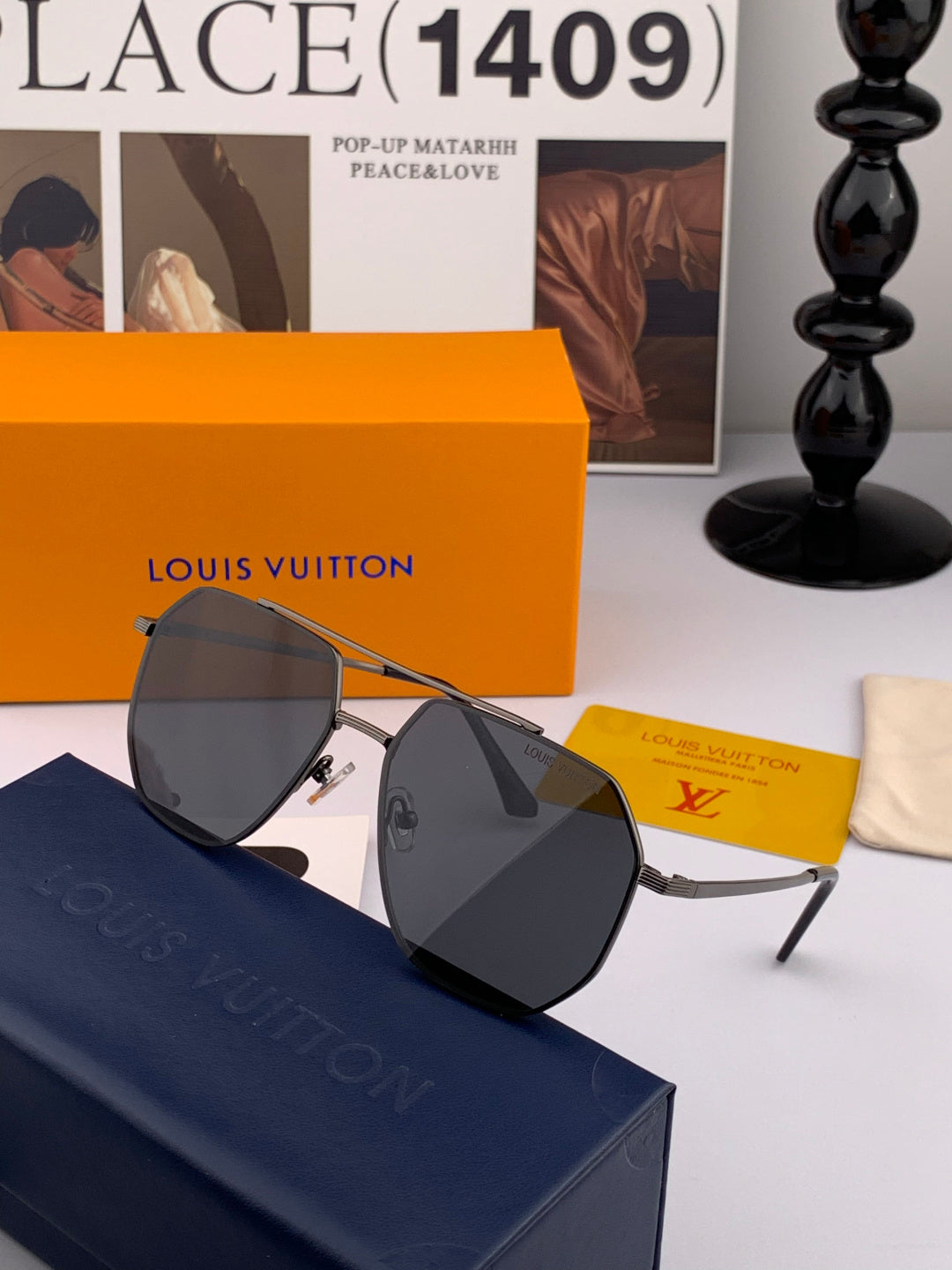 Louis Vuitton L28902 Polarized Aviator Gold Lens Sunglasses for Men - detail image 6