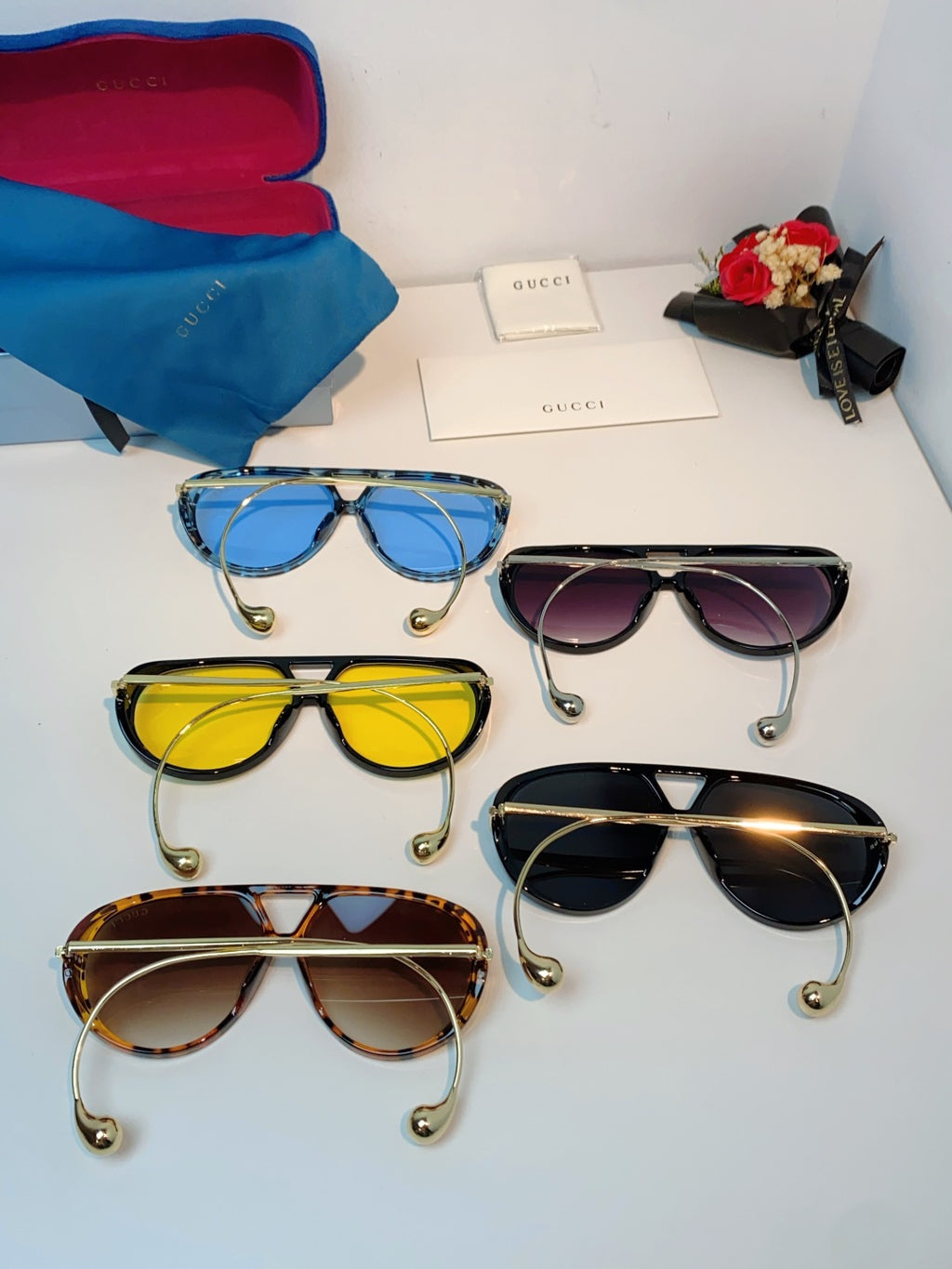 Gucci Aviator Blue Lens Sunglasses for Men & Women - 448805 - detail image 11