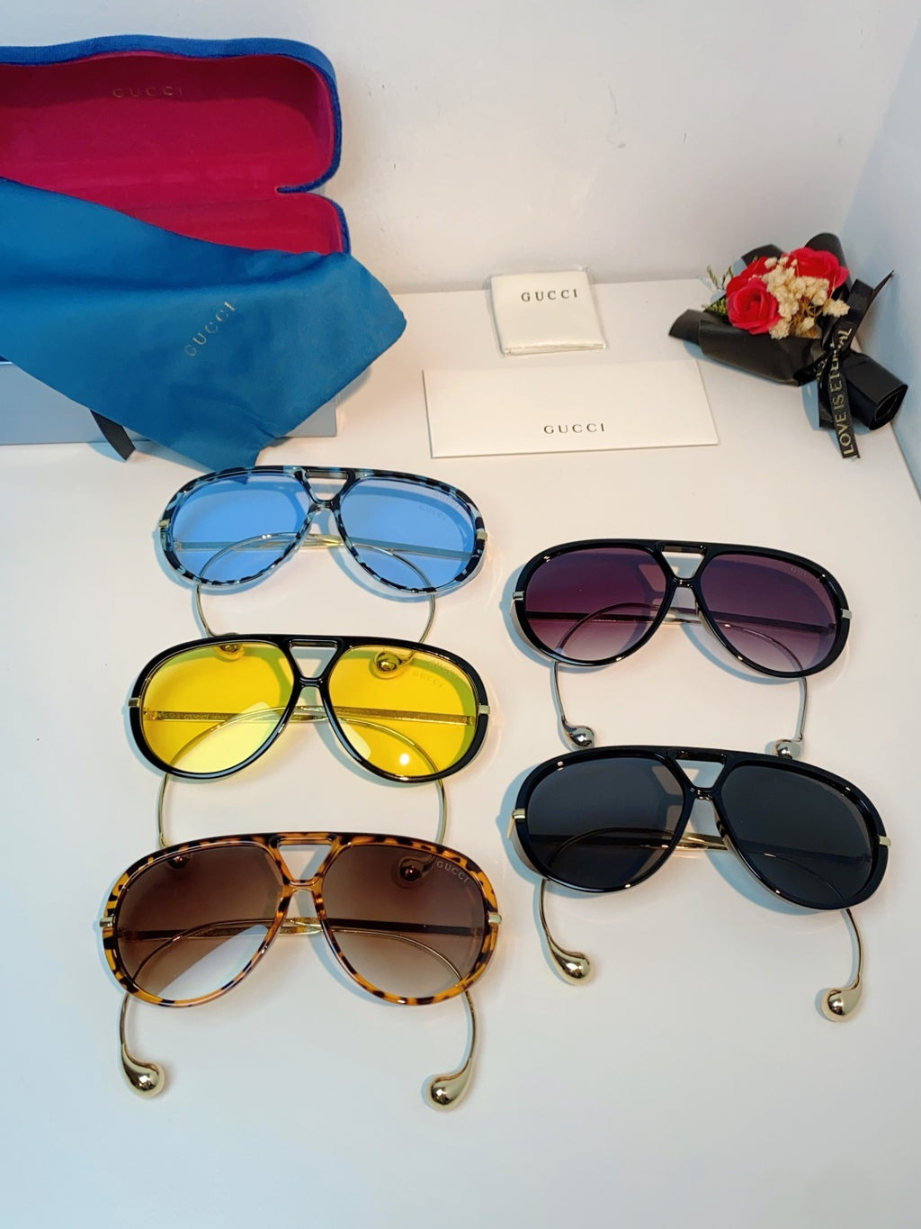 Gucci Aviator Blue Lens Sunglasses for Men & Women - 448805 - detail image 12
