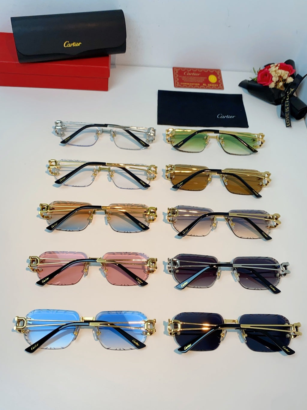 Cartier Square Orange Lens Sunglasses for Men & Women - 465751 - detail image 10