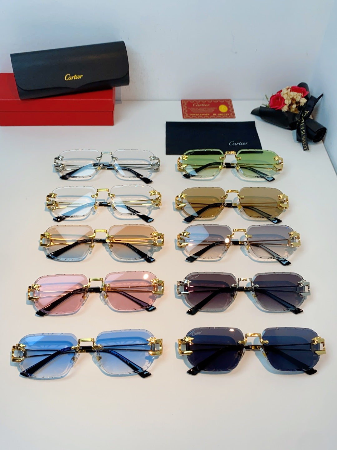 Cartier Square Orange Lens Sunglasses for Men & Women - 465751 - detail image 11