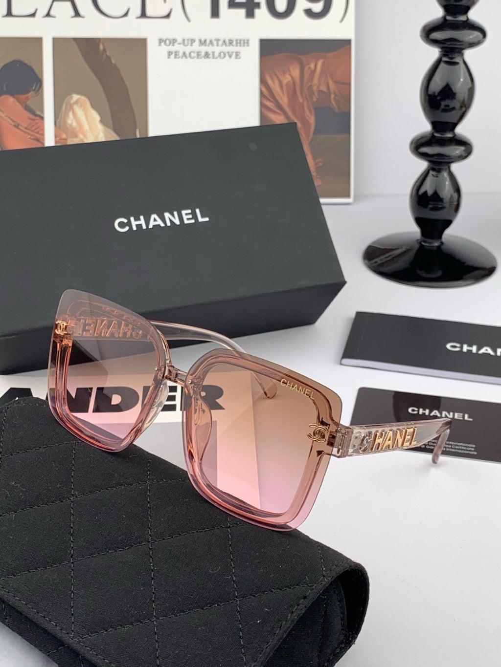 Chanel CH1954 Polarized Square Black Lens Sunglasses for Men & Women - detail image 6