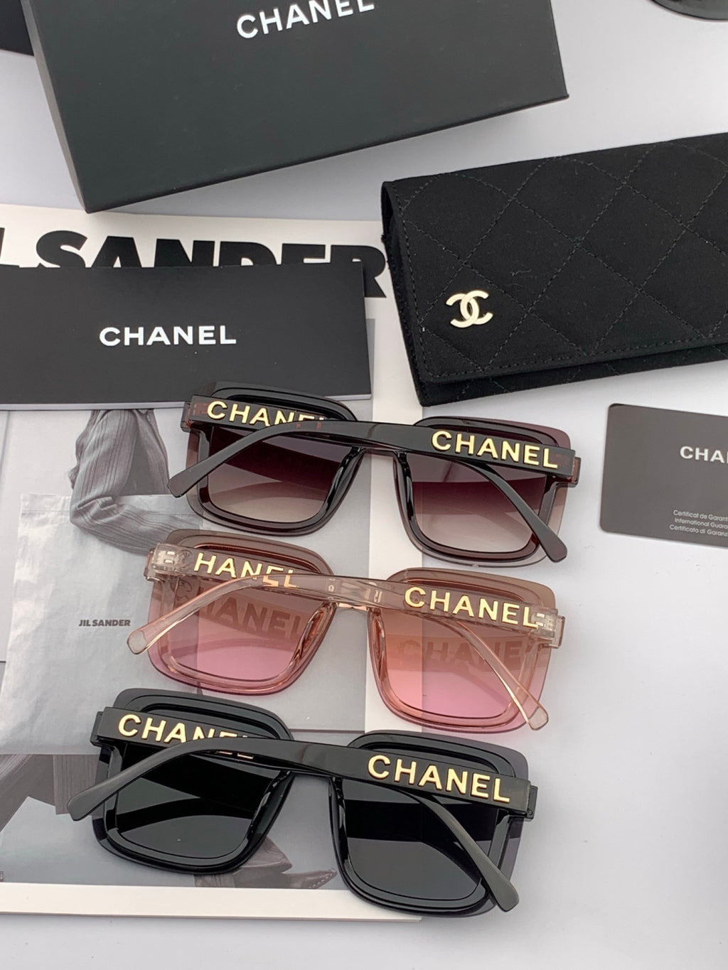 Chanel CH1954 Polarized Square Black Lens Sunglasses for Men & Women - detail image 7