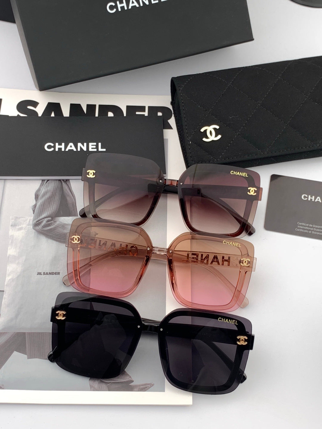 Chanel CH1954 Polarized Square Black Lens Sunglasses for Men & Women - detail image 8