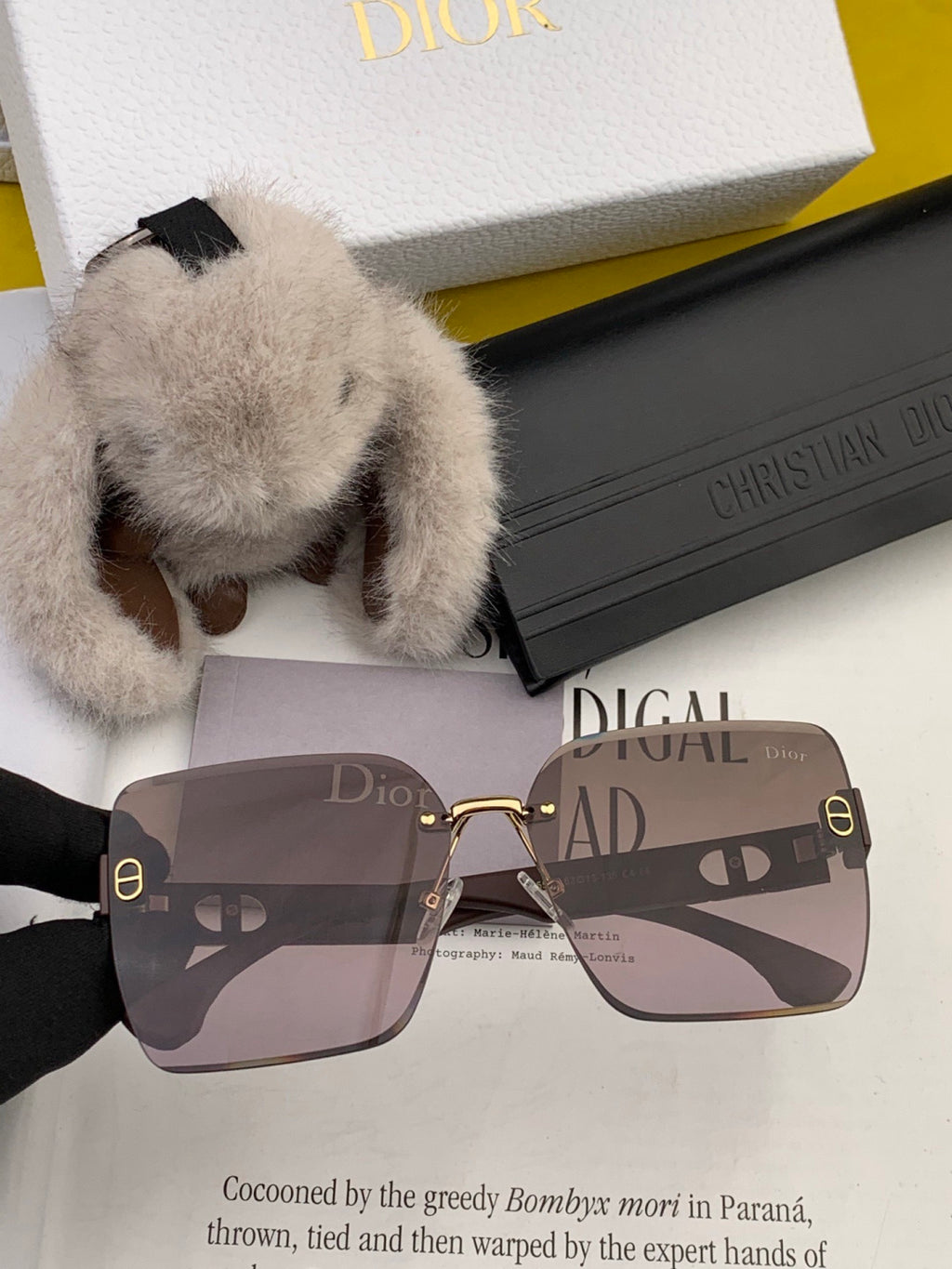 Dior D3550 Square Black Lens Sunglasses for Men & Women - 997966