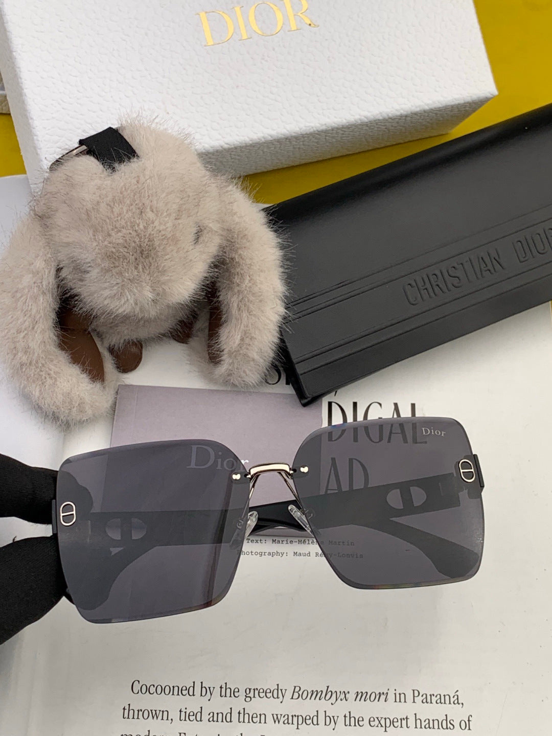 Dior D3550 Square Black Lens Sunglasses for Men & Women - 997966 - detail image 2