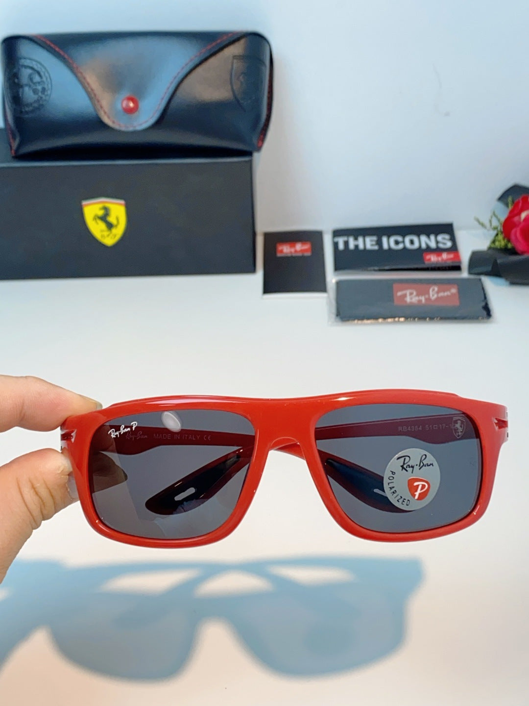 Ray-Ban RB4364 Polarized Fashion Red Lens Sunglasses for Men & Women - detail image 4