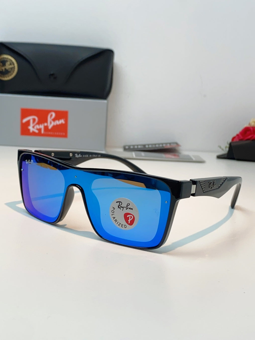 Ray-Ban RB8957 Polarized Oversized Blue Lens Sunglasses for Men & Women