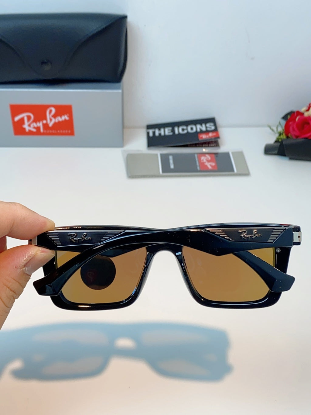 Ray-Ban RB8957 Polarized Oversized Blue Lens Sunglasses for Men & Women - detail image 5