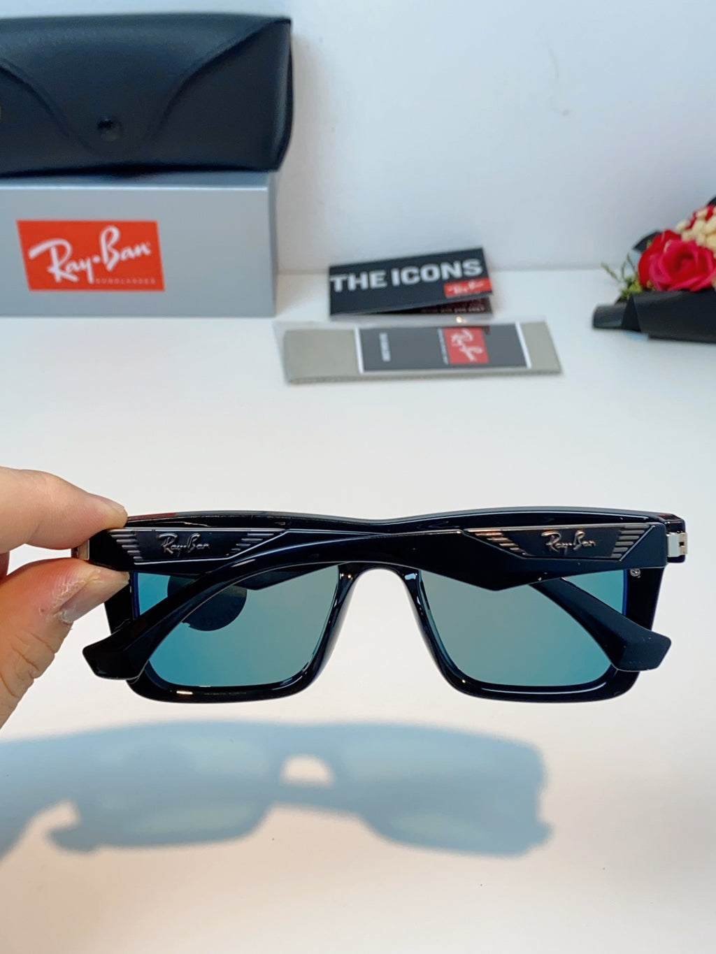 Ray-Ban RB8957 Polarized Oversized Orange Lens Sunglasses for Men & Women - detail image 5