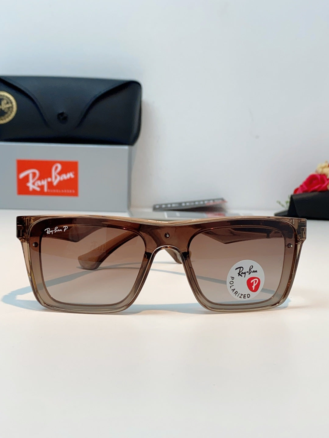 Ray-Ban RB8957 Polarized Oversized Brown Lens Sunglasses for Men & Women - detail image 2