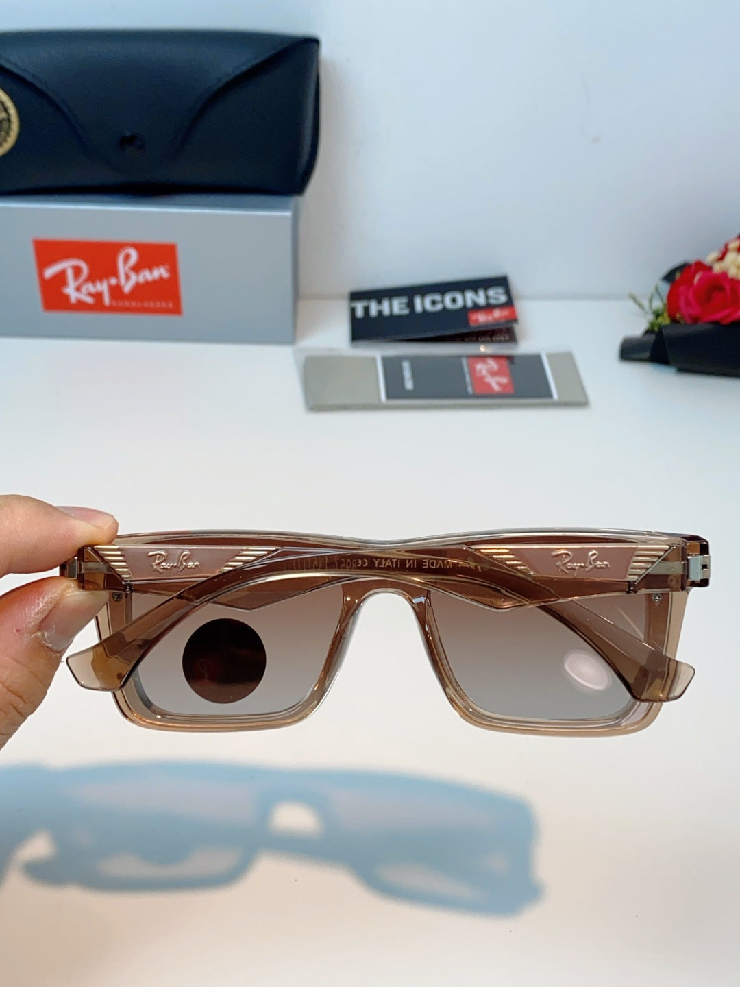 Ray-Ban RB8957 Polarized Oversized Brown Lens Sunglasses for Men & Women - detail image 5