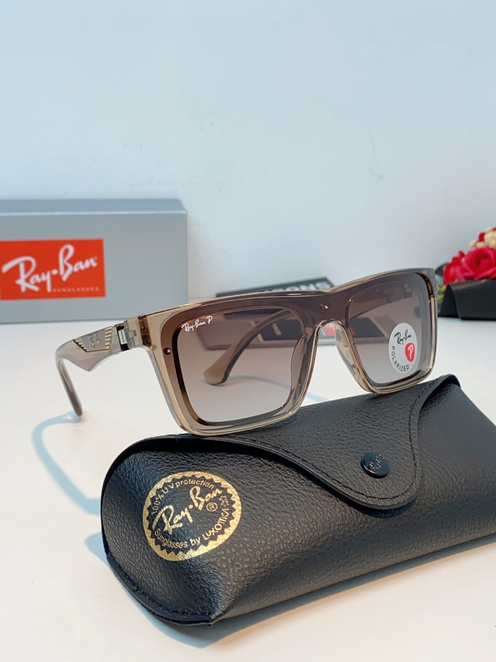 Ray-Ban RB8957 Polarized Oversized Brown Lens Sunglasses for Men & Women - detail image 10
