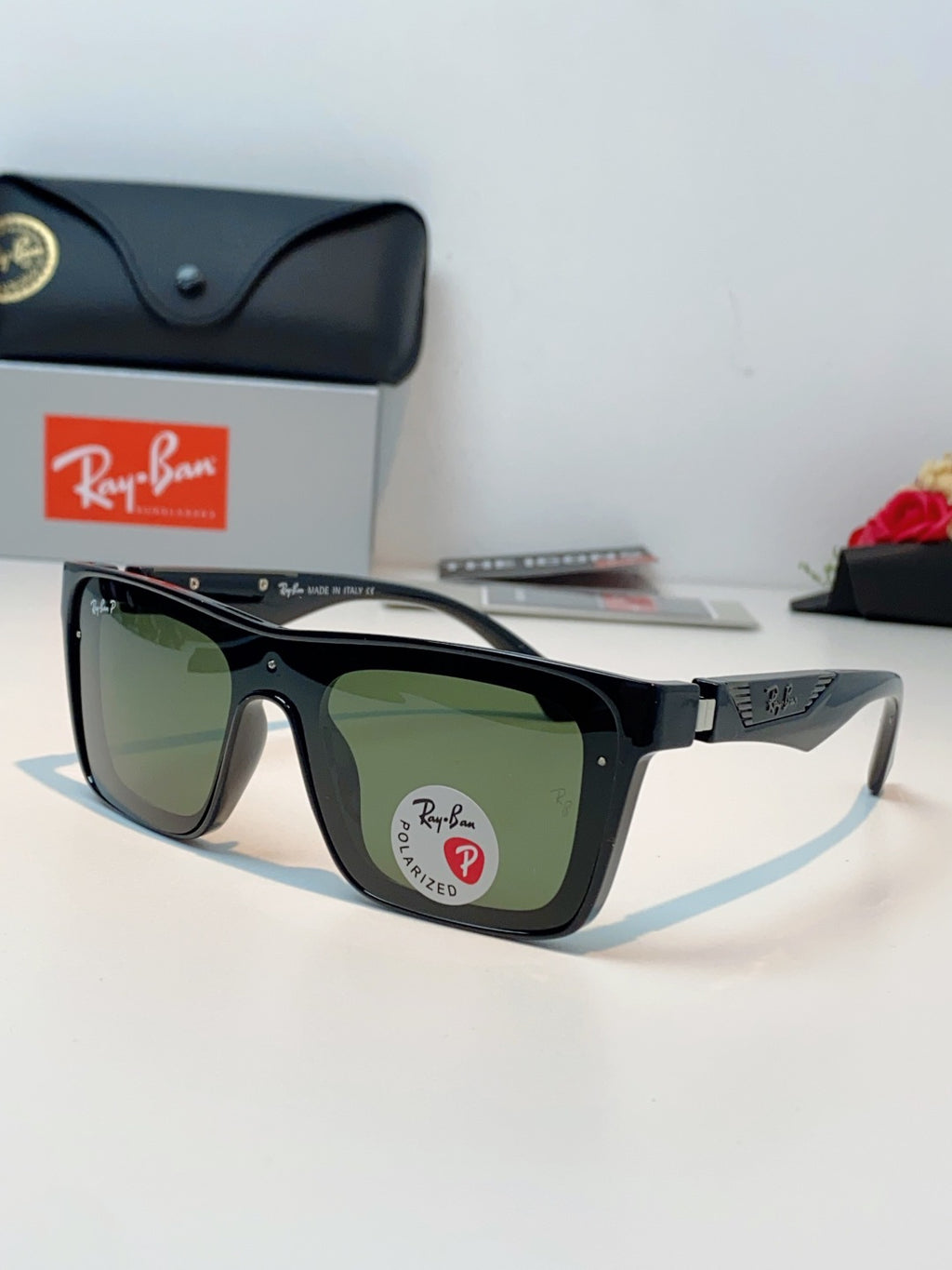 Ray-Ban RB8957 Polarized Oversized Green Lens Sunglasses for Men & Women