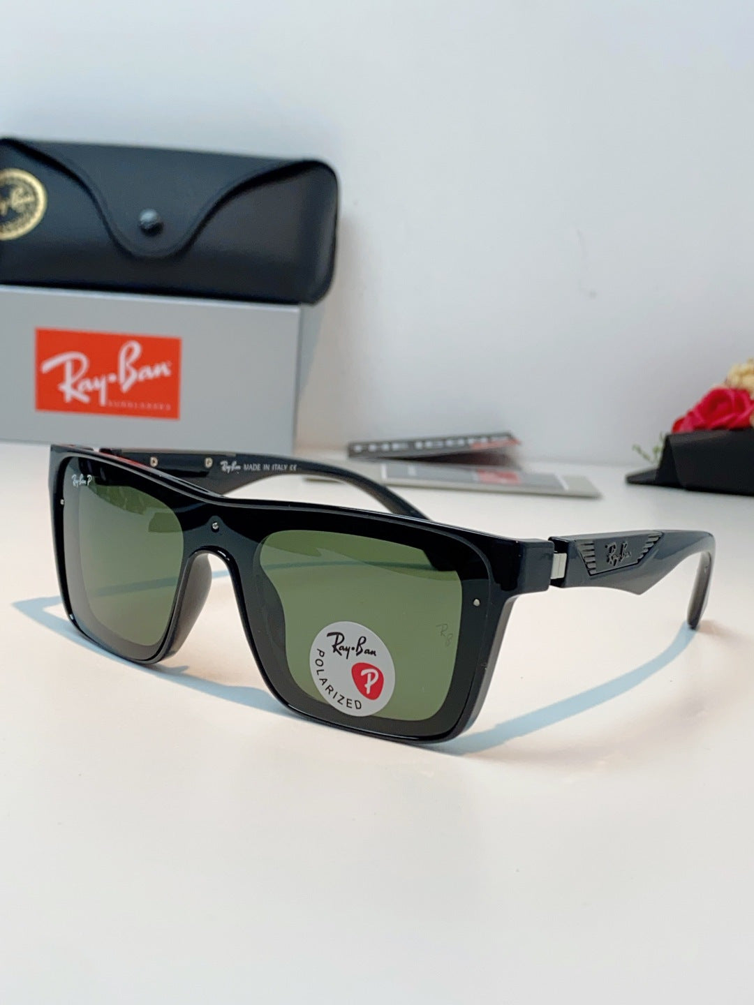 Ray-Ban RB8957 Polarized Oversized Green Lens Sunglasses for Men & Women