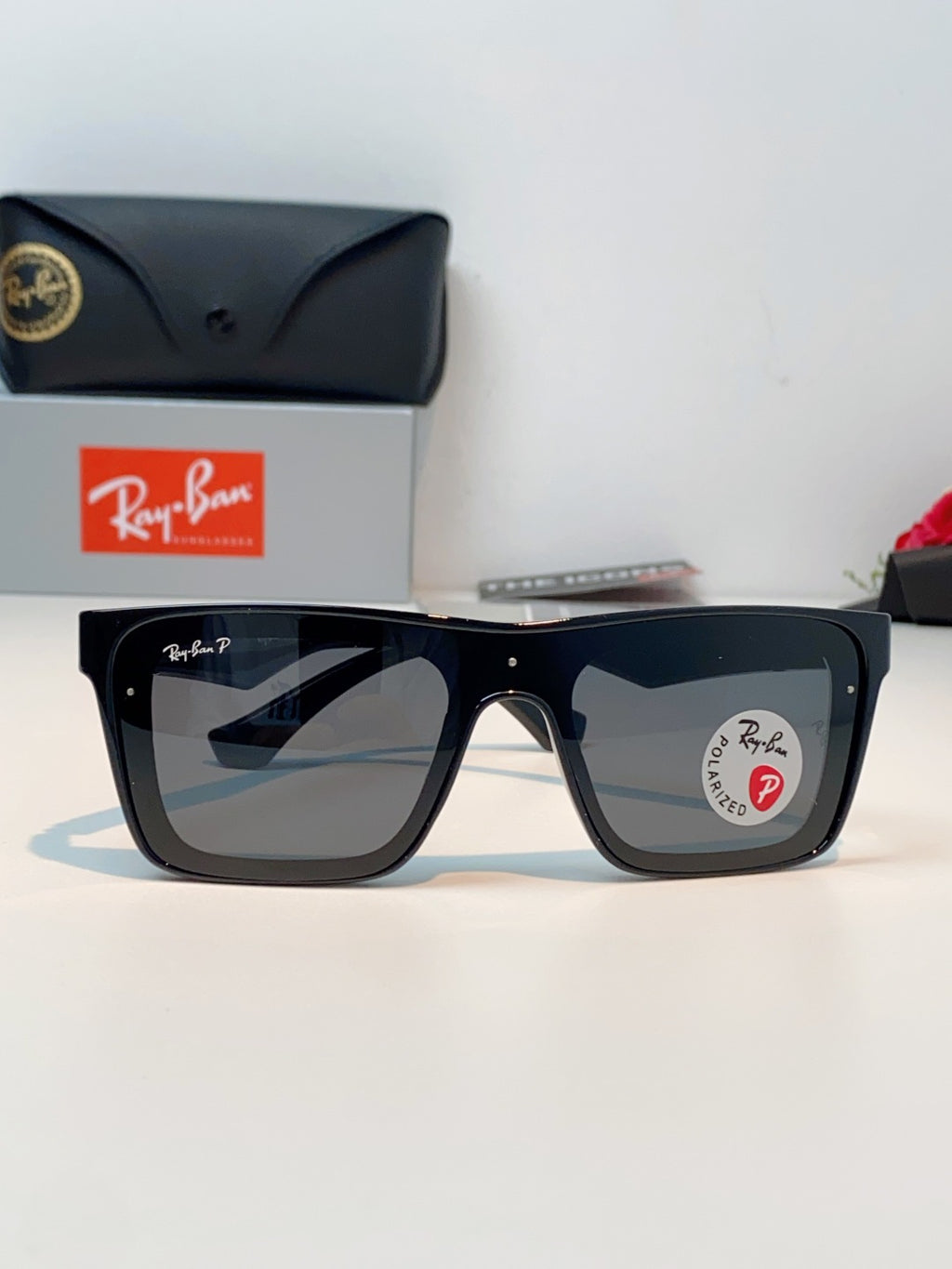Ray-Ban RB8957 Polarized Oversized Black Lens Sunglasses for Men & Women - detail image 2